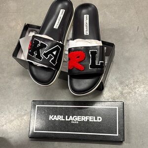 Karl Lagerfeld Black Slide Sandals